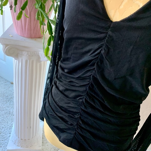 🖤 Ten Sixty Sherman ruched mesh black top - Picture 7 of 12